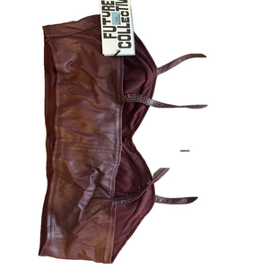 Women's Future Collective Burgundy Faux Leather Crop Top Size L